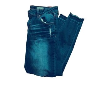 Aeropostale Women's Distressed Fringe Hem Blue Denim Jeggings Sz 12 Reg Casual